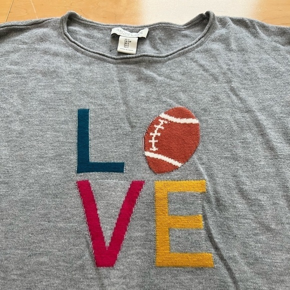 Rachel Zoe gray LOVE football lightweight pull over crew neck sweater size small - Picture 2 of 7